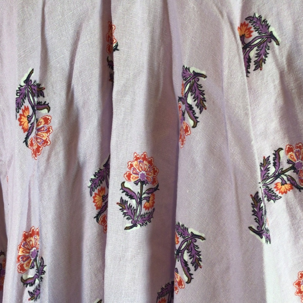 House of Harlow 1960 Size 2 Lavender Linen Boho Floral Puff Sleeve Dress - Picture 4 of 8